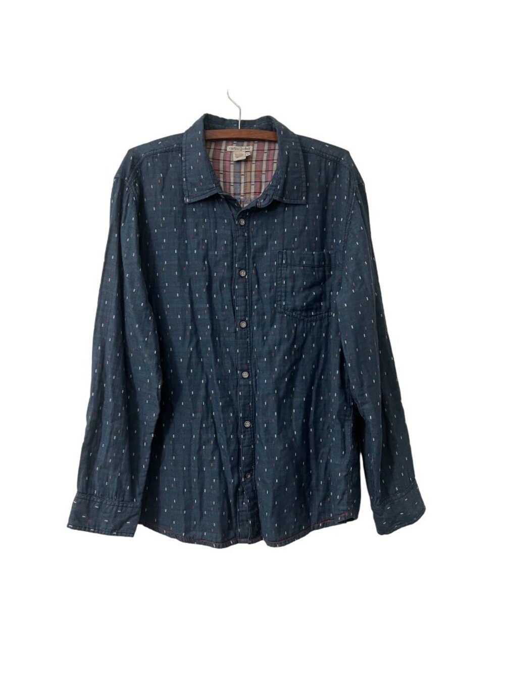 Carbon2Cobalt Blue Colorful Confetti Print Slub Cotton Long Sleeve Shirt Size L